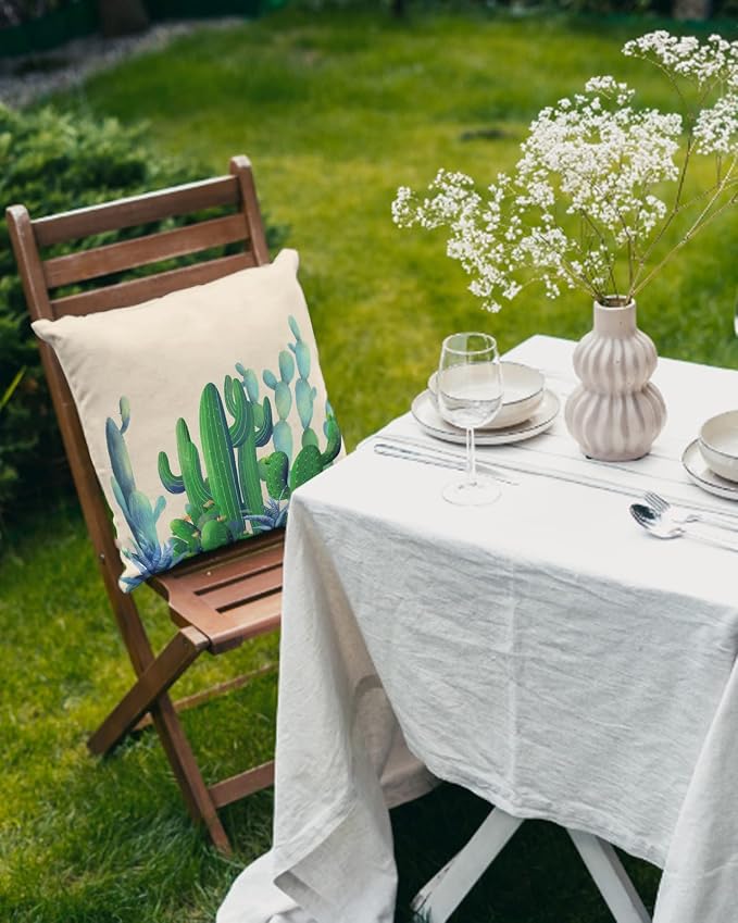 Outdoor Waterproof Throw Pillows Cactus Summer Green Succulent Patio Pillows Pack of 2,Decorative Pillow Covers with Insert,Pillow Cushion Case for Indoor Garden Couch Sofa Desert Tropical Plant