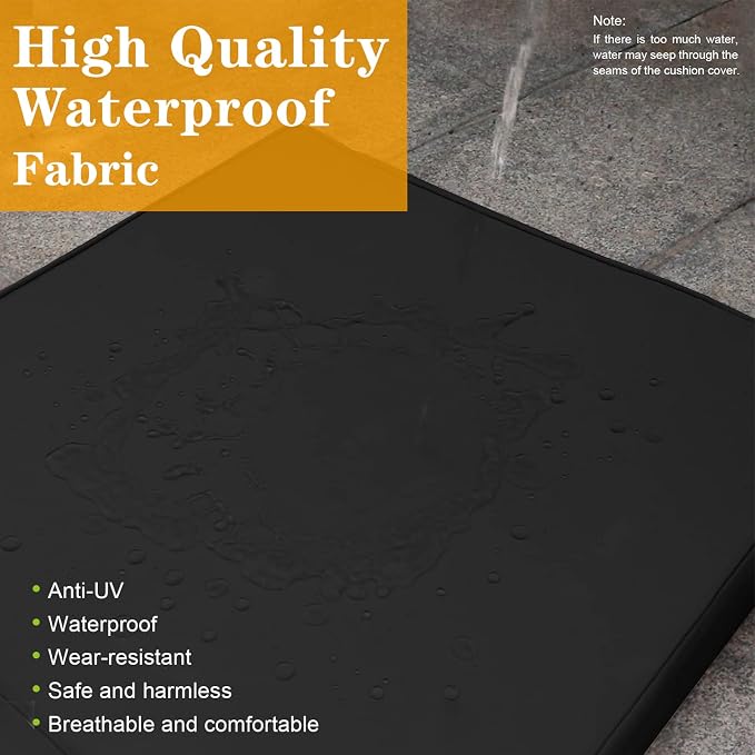14 Piece Outdoor Patio Cushion Covers Replacement, Outdoor Cushion Slipcovers, Water-Resistant Patio Furniture Cushion Covers with Zipper… (Black) | Replacement, Cushion Slipcovers, Water-Resistant, With Zipper