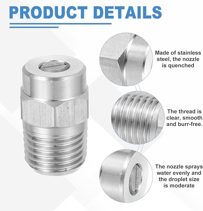 uxcell 2Pcs Pressure Washer Nozzle, Stainless Steel Thread Nozzles Tips, Universal Replacement for Undercarriage Cleaner Water Broom, 1/4 Inch NPT Male, 15 Degree 065 Orifice