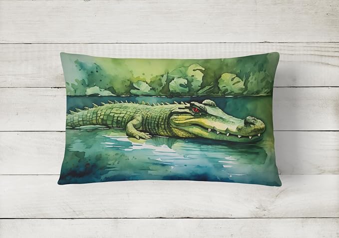 Caroline's Treasures DAC2899PW1216 Crocodile Throw Pillow Machine Washable, Indoor Outdoor Decorative Pillow for Couch, Bed or Patio, 12HX16W
