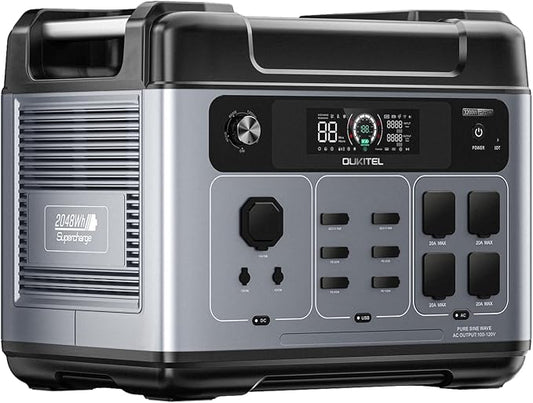 Portable Power Station, 2048Wh LiFePO4 Solar Generator, 3200W (Surge 6000W) AC Output Power Supply, 1800W Fast Charging, UPS, 16 Outlets for Home Backup RV Camping Emergency (Solar Panel Optional)