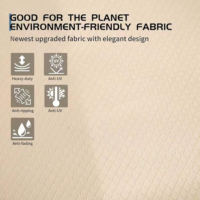 Round Patio Furniture Cover, Heavy Duty and Waterproof for Outdoor Furniture covers, Round outdoor table cover, Patio table cover 72"DIA x 27.5"H Beige