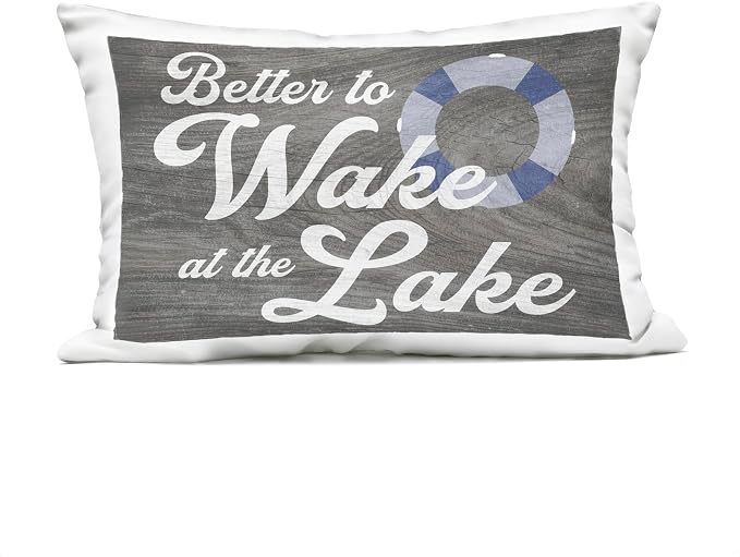 Stupell Industries | Rustic Wake at Lake, 14 x 20 | Outdoor Pillow, Made in USA - By Lil' Rue