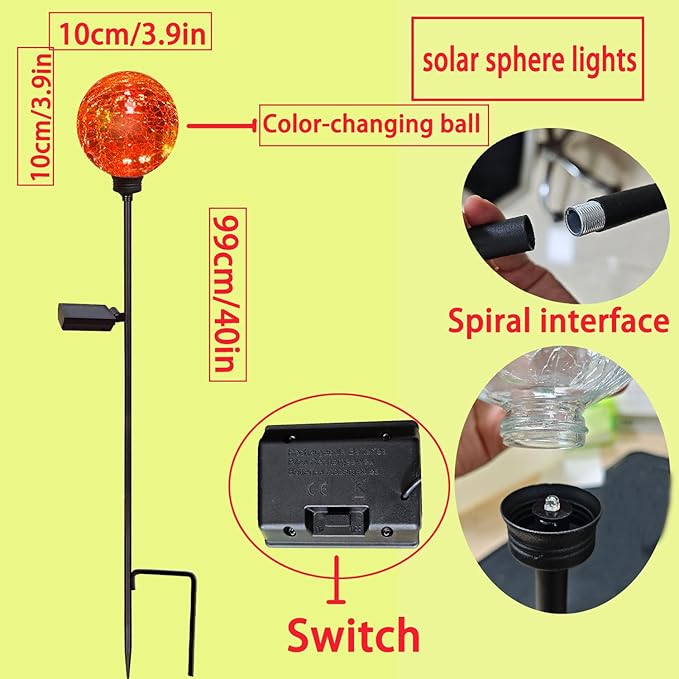 Solar Garden Lights, 6 Pack Multi-Color Changing Solar Globe Lights Outdoor Waterproof Decorative for Yard, Powered Glass Ball Garden Lights for Patio Decoration (6pack)