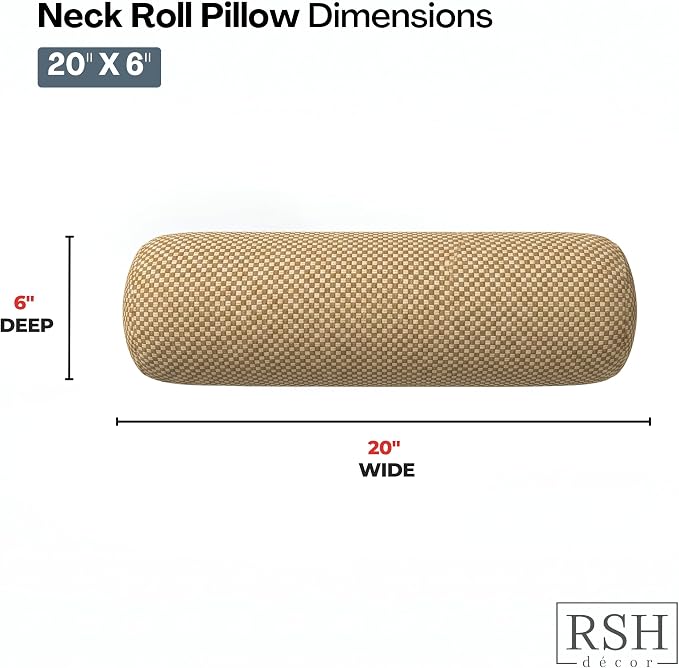 RSH DECOR: Neck Roll Pillows Set of 4 | 20” x 6” | Outdoor Bolster for Patio, Deck, Porch, or Poolside Furniture | Water & Fade-Resistant | Made in USA (Trixie Wicker)