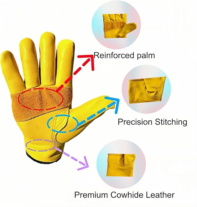 Cow Leather Gardening Gloves, Adjustable&Thorn Proof,Cactus Handling,Rose Pruning,Gardening Gifts For Women/Men