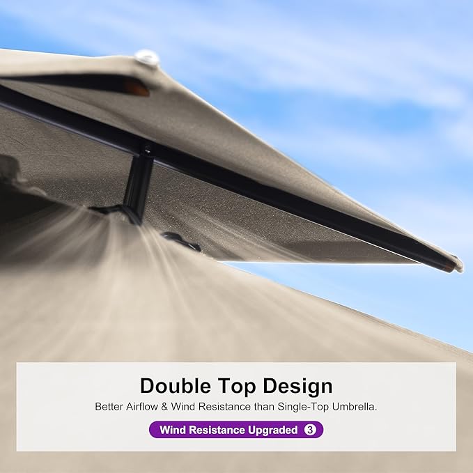 PURPLE LEAF 10 FT Cantilever Umbrella Outdoor Patio Umbrella, Large Offset Square Umbrella, Windproof Heavy Duty Hanging Outside for Patio, Sand Dune