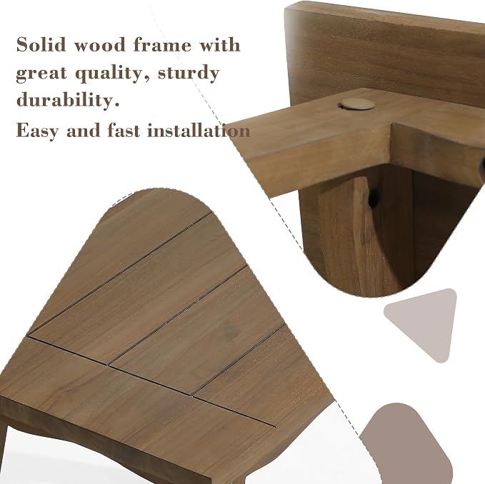 2 Pieces Patio Furniture Sets, All-Weather Outdoor Wood Bistro Set Patio Conversation Side Table Chiars and Patio Loveseat for Balcony, Backyard