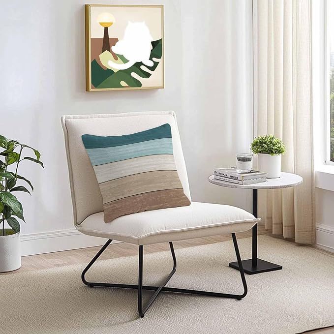Vandarllin Outdoor Throw Pillow Covers 26X26 Set of 2 Waterproof Teal Blue Brown Decorative Zippered Cushion Covers for Patio Furniture, Farmhouse Retro Rustic Barn Wood Texture Lumbar Pillowcases