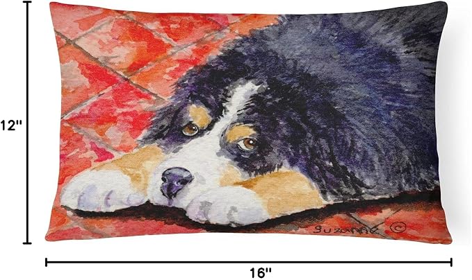 Caroline's Treasures SS8842PW1216 Bernese Mountain Dog Canvas Fabric Decorative Pillow Machine Washable, Indoor Outdoor Decorative Pillow for Couch, Bed or Patio, 12HX16W