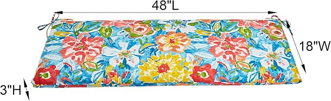 BrylaneHome Bh Outdoor Performance Bench Cushion - Cobalt Tropicana