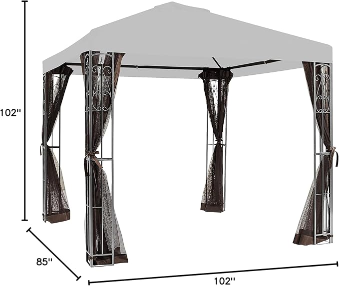 APEX GARDEN Universal 8' x 8' Gazebo Replacement Mosquito Netting (Mosquito Net Only - Brown)
