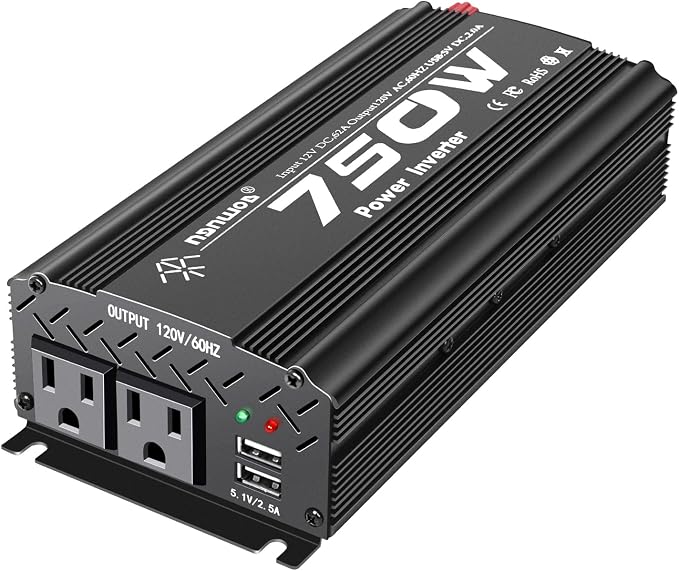 12V Inverter 750W Inverter 12V to 110V or Cars Trucks semi Trucks Various Vehicles with 2 AC Power outlets 2USB Ports