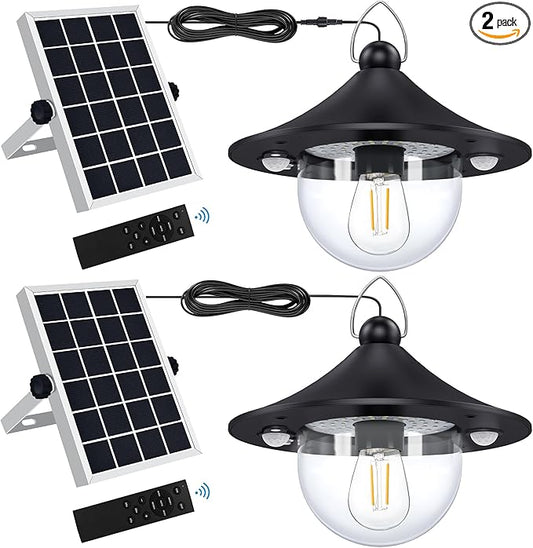 Solar Powered Shed Light Indoor Outdoor Pendant Lights with 2 Motion Sensor | Waterproof, Daytime Available, 3 CCT, Solar Hanging Lamp for Porch, Inside Home, Farmhouse, Gazebo, Chicken Coop