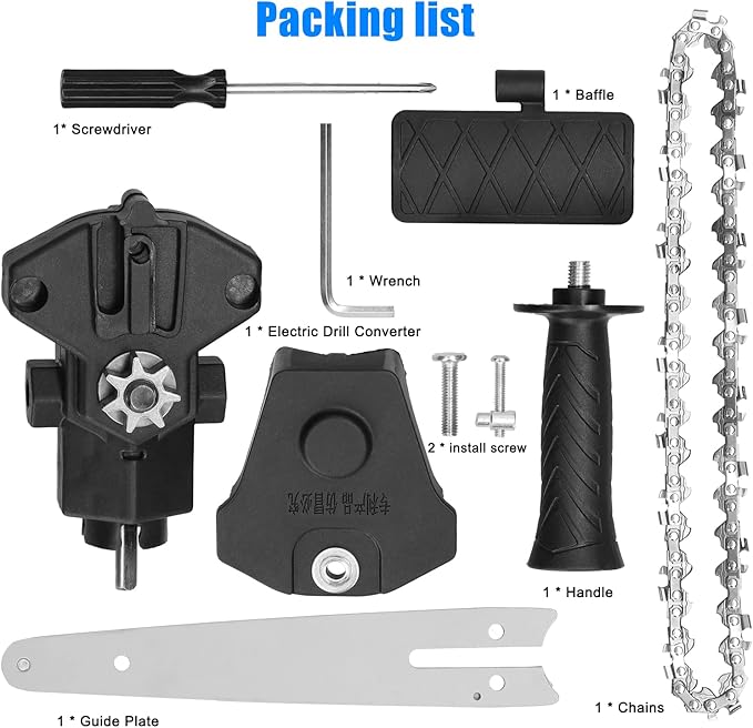 Electric Chainsaw Attachment, 6 Inch Electric Drill Attachment, Woodworking Cutting Tool Accessories for Wood Cutting Tree Trimming, Household Garden Use, for 6-13mm 3-jaw Collet Drill