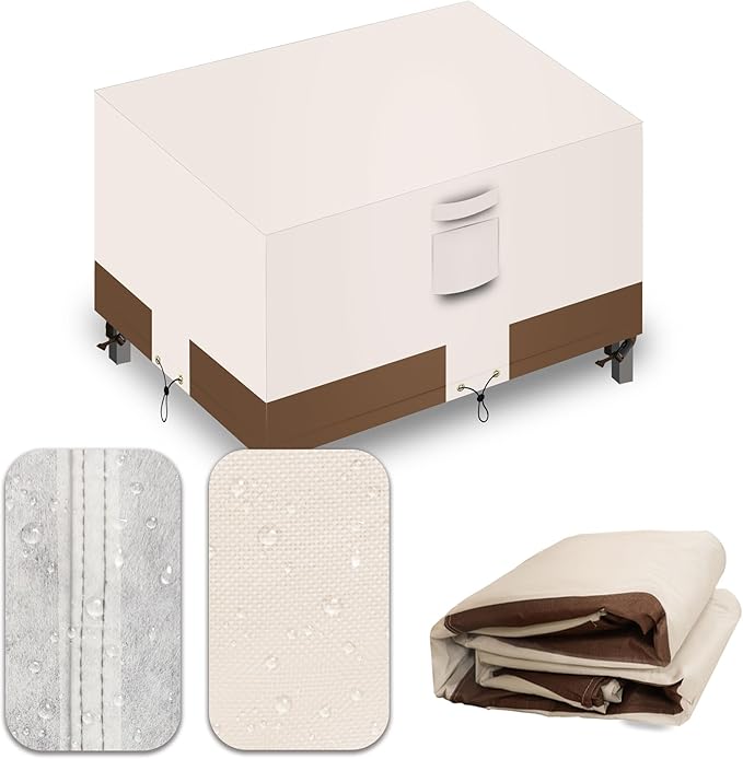 Heavy Duty Patio Furniture Covers Waterproof, 600D Outdoor Furniture Cover Waterproof for Sectional Sofa Couch, Outdoor Dining Table and Chair Set Covers 74''L x 47''W x 28''H Beige Brown