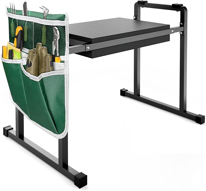Garden Kneeler and Seat, 10.2" Stable and Save Anti-Tipping with Handle | Multifunctional Gardening Stool for Seniors Kneeler Bench, Gardening Gifts for Women, Seniors Grandparents, Black