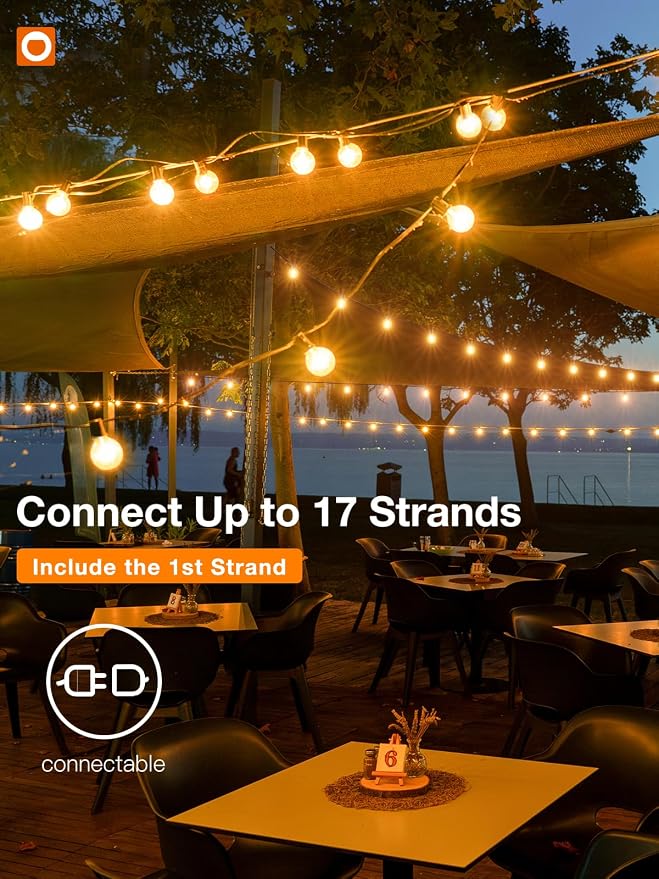 addlon 100FT Outdoor String Lights 54 G40 LED Bulbs Dimmable Waterproof | Shatterproof Globe Bulbs Dimmable, Hanging Patio Lighting for Outside Backyard Garden Deck Balcony Porch Cafe Bistro Pergola