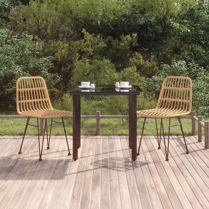 3 pcs Patio Dining Set & Outdoor Patio Furniture Set Black PE Rattan Outdoor sectional Furniture Patio Conversation Set for Front Porch Lawn Backyard 31.5 x 31.5 x 29.1 in