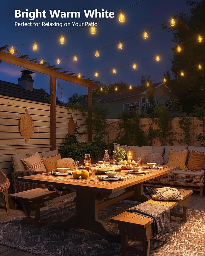 Brightown 76FT Solar String Lights Outdoor, 23+2 Shatterproof LED Lights | Waterproof, Remote Control, Dimmable, Timer, 3 Light Modes, Commercial Grade Patio Lights for Garden, Backyard, Party Decor