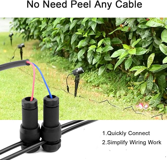 iCreating 100Pack Low Voltage Wire Connector, Landscape Lighting Connectors Waterproof for 12/2 14/2 Gauge Cable Low Voltage Connector for Outdoor Path Lights Spotlights In-Ground Lights