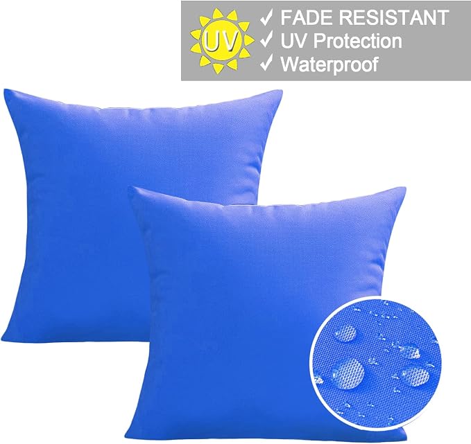 VAKADO Outdoor Waterproof Throw Pillow Covers 26X26 Set of 2 Decorative Blue Patio Furniture Cushion Cases Outside Decor for Couch Garden Bench Porch
