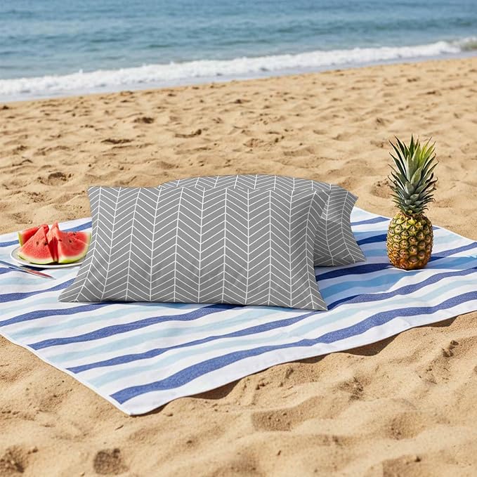 Outdoor Waterproof Throw Pillow Covers Set of 2 Grey Chevron Stripes Lumbar Pillowcases 20x12 Inches Modern Geometric Texture Decorative Pillows Cushion Case Patio Pillows for Couch Bed Chair Garden