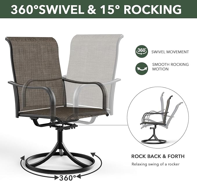 Outdoor Dining Set,27.5"x 27.5"x 28" Round Patio Table with 2pcs Swivel Chairs,Outdoor Furniture Set for Garden Backyard Lawn Poolside