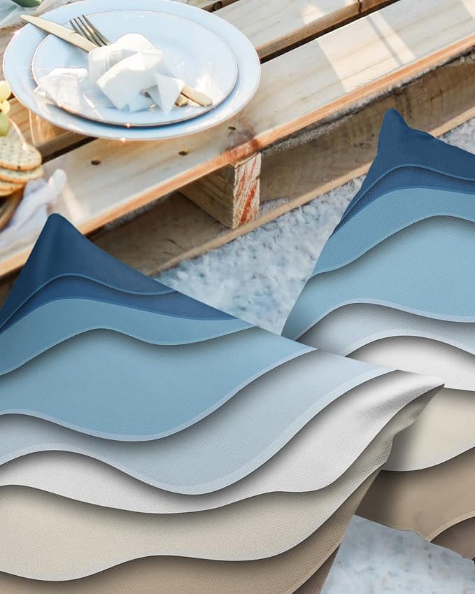 Ombre Abstract Geometry Gradient Navy Blue to Brown Outdoor Waterproof Throw Pillow Covers 26 x 26 Inch Set of 2, Pillowcases Decorative Square Cushion Cases for Patio Furniture Couch Porch Garden