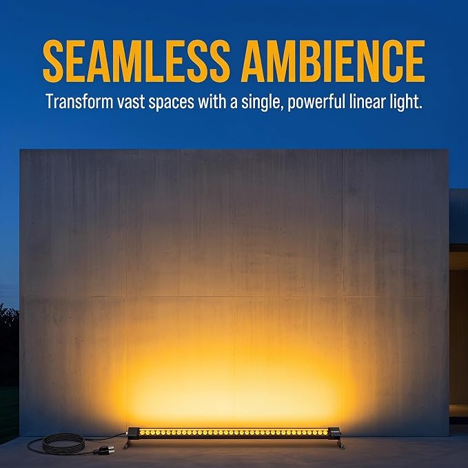 2Pack 72W Wall Washer Light 4FT 2700K 120V IP67 Waterproof Plug-in | Outdoor LED Light Bar/Lifespan 50K Hr/150° Adjustable/Gardens Christmas Halloween Commercial Building Garages Backyard Stage