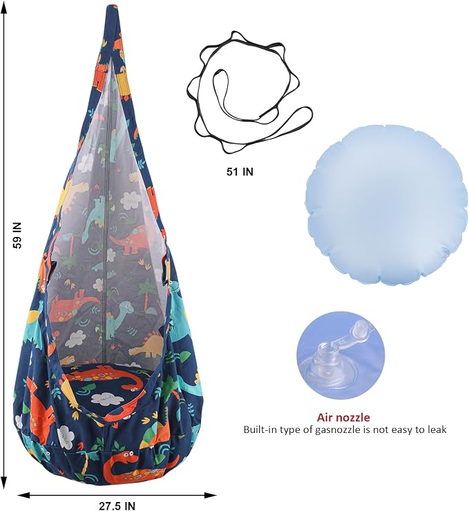 YAERSI Kids Pod Swing Seat, Hammock Chair with PVC Inflatable Cushion,Sensory Swing for Indoor and Outdoor Play Durable Portable