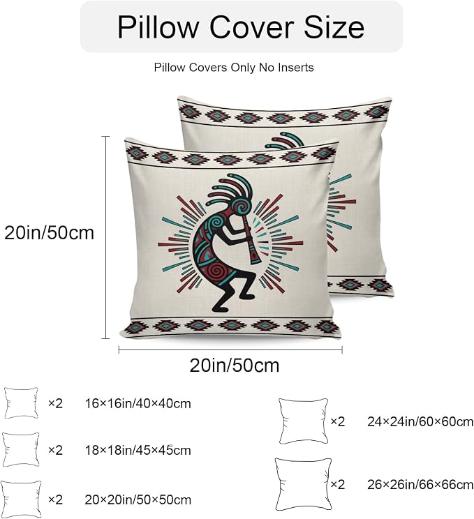 Boho Southwest Waterproof Outdoor Throw Pillow Covers 16''x16'' Pack 2, Aztec Ethnic Native Human Ethnic Plaid Pillow Cases Throw Cushion Cover with Zipper, Washable Pillowcase for Poolside Sofa