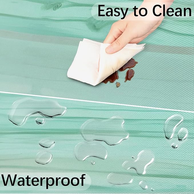 Fitted Round Tablecloth with Umbrella Hole and Zipper Green Stripes Texture Outdoor Elastic Table Cloth 36"-44" Oil-Proof Waterproof Gradient Patio Table Cover for Party Outdoor