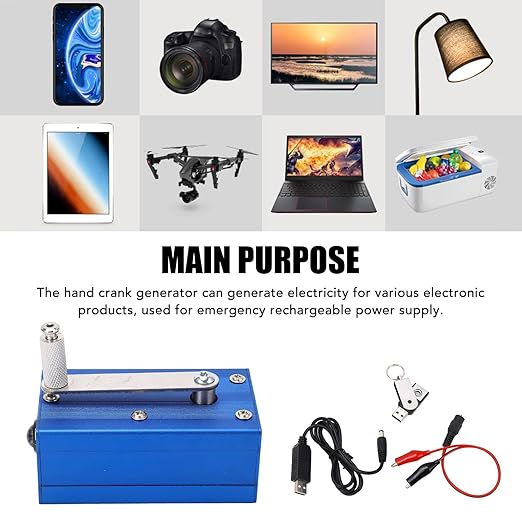 Hand Crank Generator USB Charger with Super Capacitor Portable Mechanical Emergency Power and COB Lamp