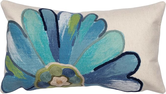 Liora Manne Visions III Daisy Indoor/Outdoor Pillow, 12"X20", Blue