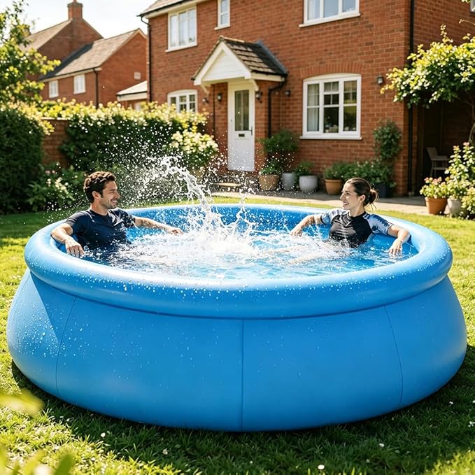 10 FT x 30 in Round Inflatable Swimming Pool, Large Round Inflatable Pool for Kids and Adults Summer Water Party Backyard Outdoor Pool