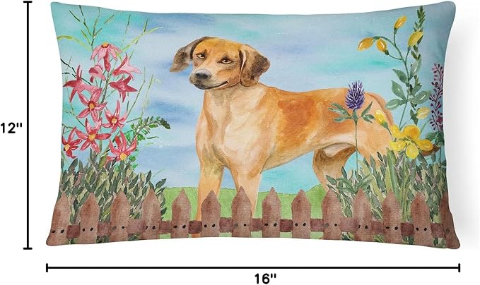 Caroline's Treasures CK1238PW1216 Rhodesian Ridgeback Spring Canvas Fabric Decorative Pillow Machine Washable, Indoor Outdoor Decorative Pillow for Couch, Bed or Patio, 12HX16W