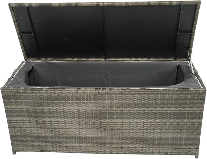 Outdoor Storage Box, 113 Gallon Wicker Patio Deck Boxes with Lid, Outdoor Cushion Storage forToys, Pillows, Towel Grey Wicker
