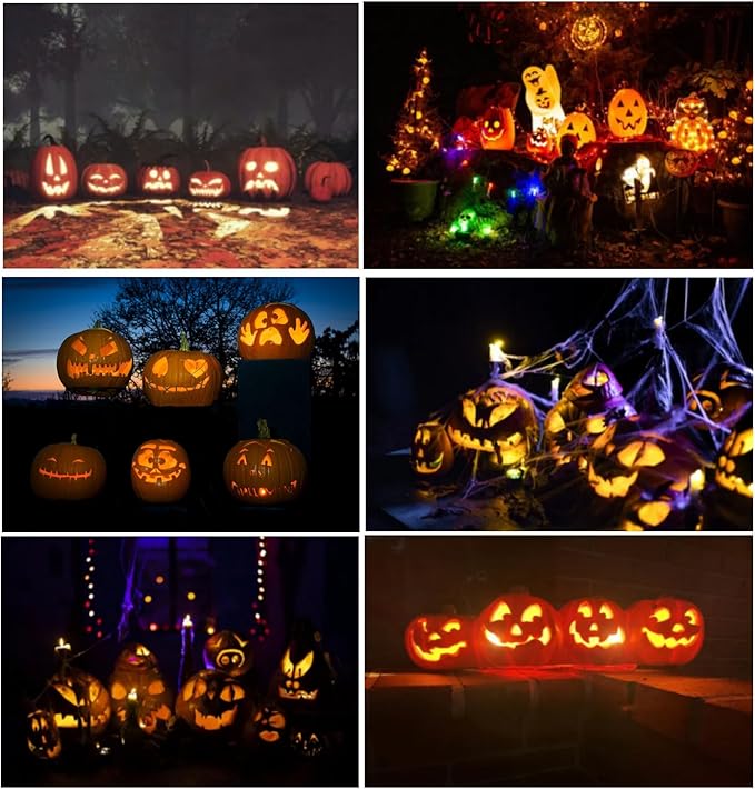 Halloween Pumpkin Lights Decoration,LED Battery Flameless Tea Light, Submersible Tea Candle Waterproof Decorations Underwater Vase Light for Party and Wedding,12 Pcs