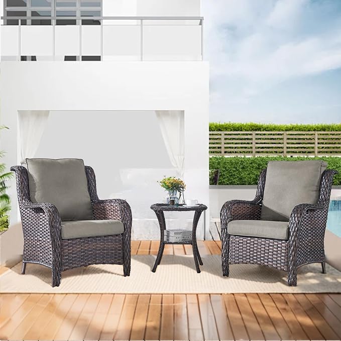 Luxury 22*24*4in Outdoor Patio Cushions, 2 Pieces Grey Outdoor Cushion | Water-Resistant, Reversible, Removable Cover, Stain-Resistant, for Patio Chairs Sofa Couch Loveseat