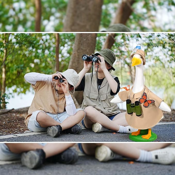 JcHrmers Bird Watching Porch Goose Outfits Lawn Porch Goose Clothes, Fits 23" Cement Plastic Goose Statue for Bird Lovers Outdoor Garden Yard Patio Art Decor