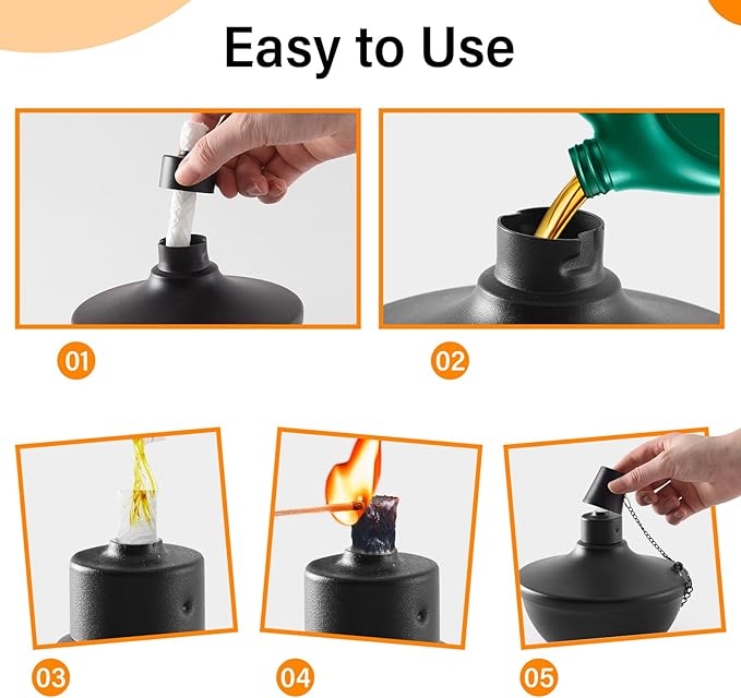 SNOGSWOG 4 Pack Metal Table Top Torches, 22oz Citronella Torches for Outside, Refillable Flame Light Torch, Decorative Tabletop Lantern