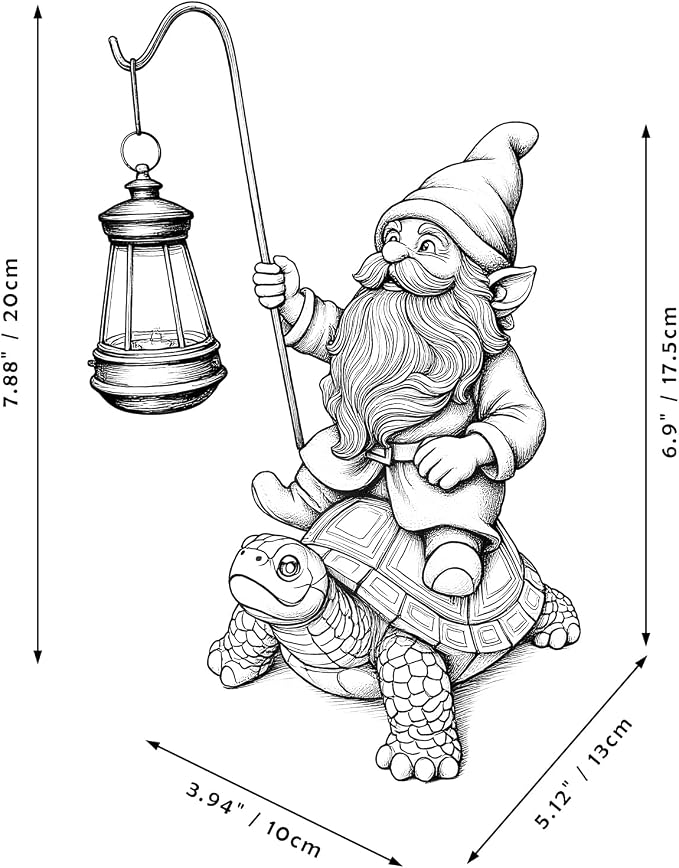 Outdoor Garden Gnome, Funny Lawn Gnome Statue Decorations, Solar Gnome Riding Turtle Figurines Ornament for Patio, Balcony, Yard, Iutdoor Office Home Decor, Mom Grandma Sisters Gifts