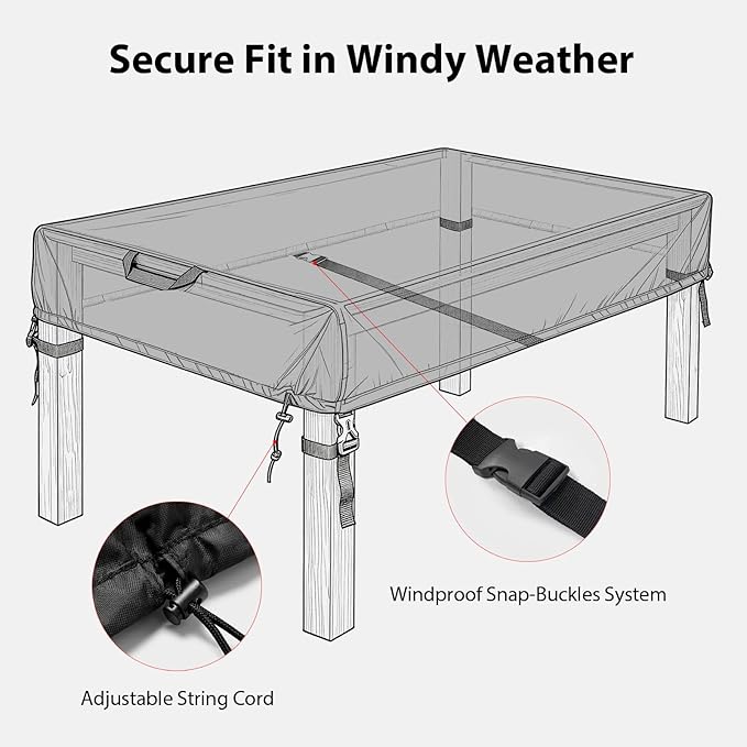 WOMACO Patio Rectangle Table Covers, Waterproof Patio Furniture Covers, UV Resistant Outdoor Cover for Rectangular Table, Black - 61" x 35.5"