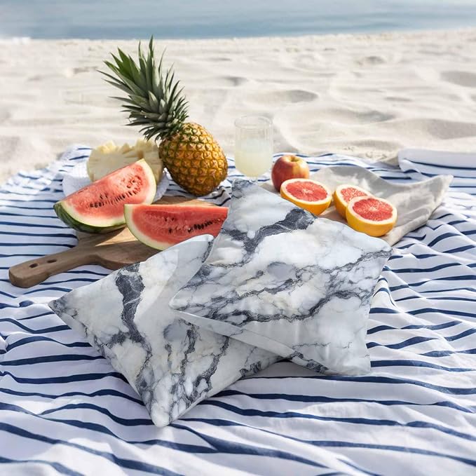 Abstract Marble Outdoor Pillow Covers 26x26 Inch Throw Pillow Covers Set of 2 Waterproof Decorative Pillow Cases Modern Ink Painted Aesthetics Luxury Cushion Covers for Patio Furniture Garden Couch