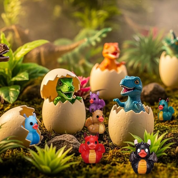 72 Pcs Mini Resin Dragon Ducks Bulk Tiny Dragon Duck Figurines for Party Favor Baby Shower Miniature Landscape Garden Summer Holiday Decoration