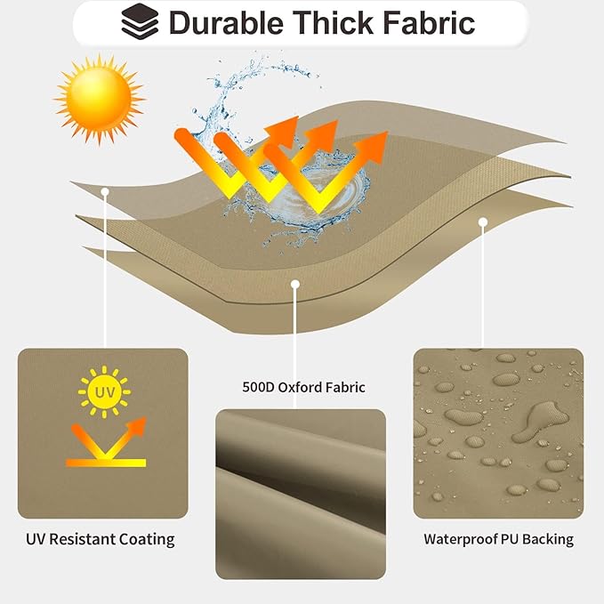 PureFit Outdoor Chaise Lounge Cover, Lounge Chair Covers Waterproof Patio Furniture Lounge Chair Cover, UV Resistant & Weatherproof, 1 Pack, 84"L x 32"W x 32"H Inches, Camel
