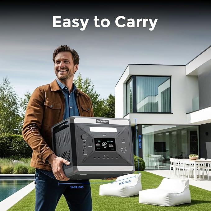 SolarPlay 2400W Portable Power Station, Solar Generator 2160Wh with LFP Battery, 1.5Hrs Fast Charging Emergency Power Station for Camping RV Home (Solar Panel Optional)