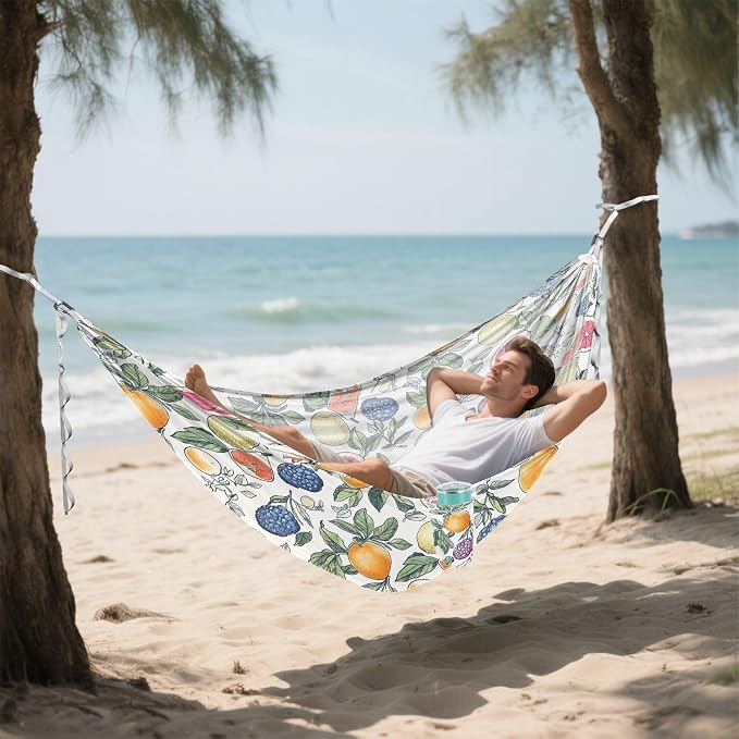 Camping Hammock Outdoor Hammocks for Outside Grapefruit Grape Fruit Beach Trees Portable Lightweight with Pockets Tree Straps Indoor