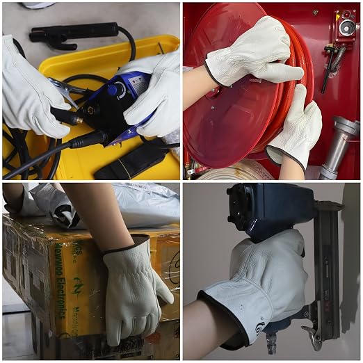 Leather Work Gloves, Gardening Gloves for Women and Men, Soft and Thin Goatskin Garden Gloves for Outdoor Yard Garden, S